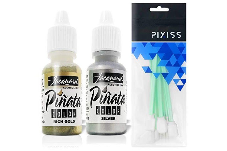 Pinata Alcohol Inks Silver and Rich Gold Bundle and 10x Pixiss Ink Blending Tools