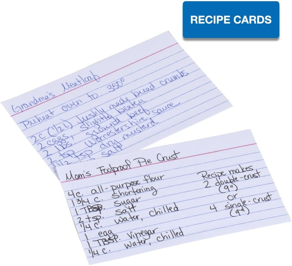 Mead Lined Index Cards, Note Cards, Ruled, 100 Count, 3" x 5", White (63350)