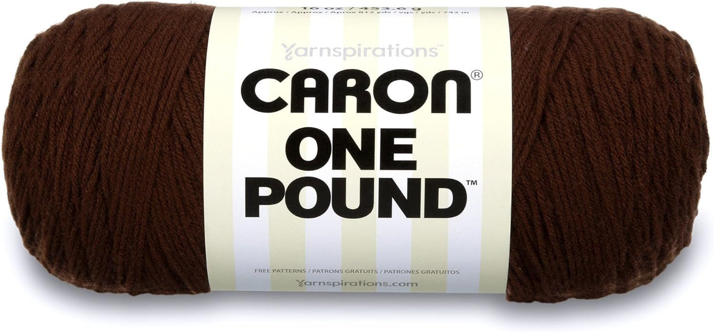 Caron One Pound Solids Yarn, 16oz, Gauge 4 Medium, 100% Acrylic - Espresso- For Crochet, Knitting & Crafting ( 1 Piece )