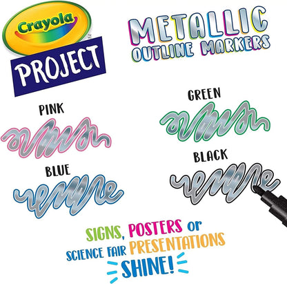 Crayola Metallic Outline Markers, Assorted Colors, Art Supplies, 4 Count