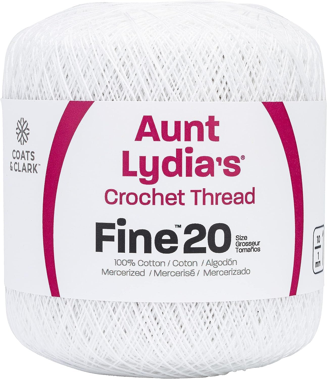 Coats Crochet Aunt Lydia's Crochet, Cotton Fine Size 20, White (Parent)