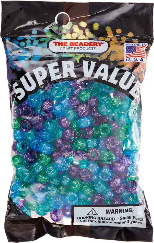 Beadery The Pony Beads 6x9mm 415/Pkg-Cool Sparkle Multi