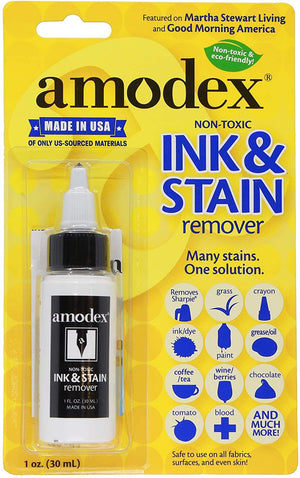 amodex Ink and Stain Remover – Cleans Marker, Ink, Crayon, Pen, Makeup from Furniture, Skin, Clothing, Fabric, Leather - 1 Ounce