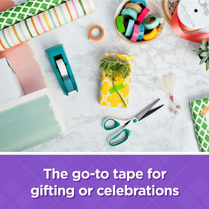 Scotch Gift Wrap Tape, 1 Roll, The Go-To Tape for the Holidays, The go-to tape for the holidays, Gives gifts a smooth, finished look, Gives gifts a smooth, finished look,3/4 x 650 Inches, Dispensered (15)