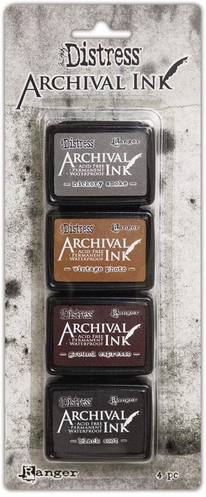 Tim Holtz Distress Archival Mini Ink Kit 1, Kit 2, Kit 3 and Storage Tin - 4 Item Bundle