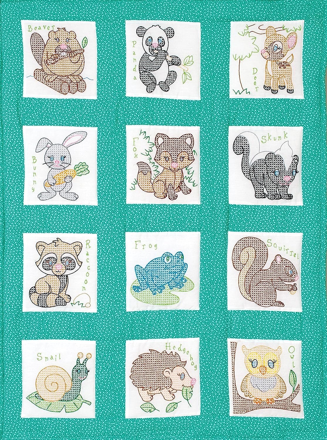 Jack Dempsey Needle Art Forest Friends Embroidery Kit, 9" x 9" Blocks, White