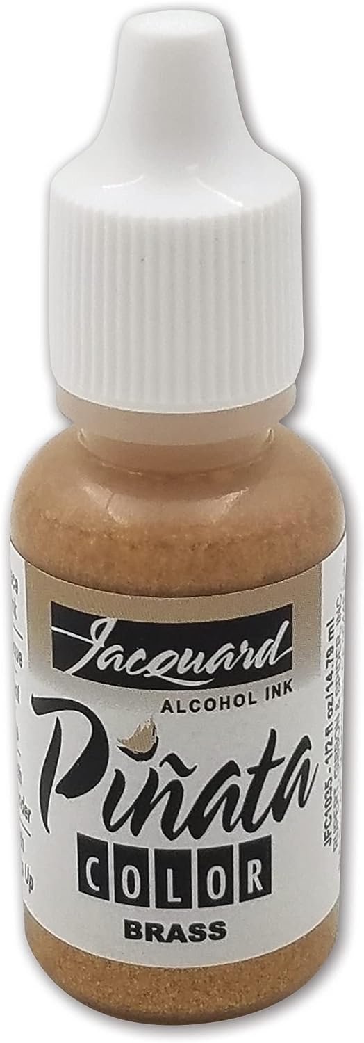 Jacquard Pinata Alcohol Ink - Brass - Professional and Versatile Ink That Produces Color Saturated and Acid-Free Results - 1/2 Fluid Ounce - Made in The USA