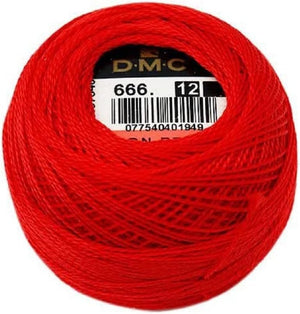 DMC 116 12-666 Pearl Cotton Thread Balls, Bright Red, Size 12