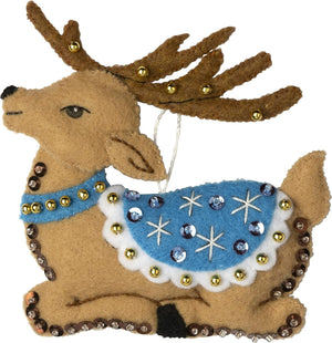 Bucilla Felt Applique 6 Piece Ornament Making Kit, Festive Reindeer, Perfect for DIY Arts and Crafts, 89299E