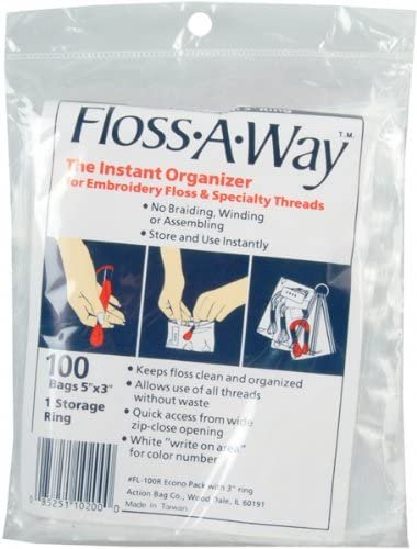 ACTION BAG Floss-A-Way Organizer, 3 by 5-Inch, 100-Pack