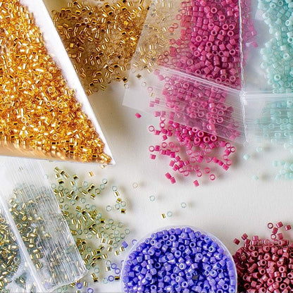 Delica Seed Beads Bundle: Size 11/0, Denim Blue Inside Color Lined Palette Collection DB2382, DB2383, DB2384