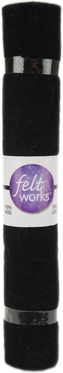 Dimensions Needle Felting Flat Felt Black Roll Wool, 12'' x 12'', Black