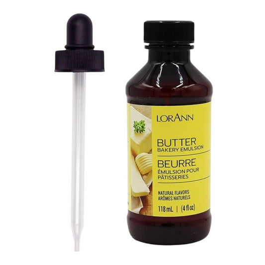 LorAnn Flavoring Extract (4 oz) Butter Flavor with 4 oz Eye Dropper - Extracts and Flavorings for Baking and Lip Gloss Flavoring, Candy Making, etc