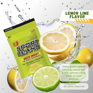 Jelly Belly Sports Beans Lemon Lime (3 pack of 1oz bags) with Mini Candy Dispenser (7.5cm x 2.5cm) - Energy Jelly Beans for Sports and Small Travel Case for Athletes, Runners, Travel, Desktop, etc