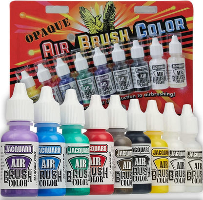 Jacquard Airbrush Paint Exciter Pack with Airbrush Cleaning Kit and Brush Cleaner Solution - Airbrush Clean Pot Glass Cleaning Jar with Holder, Air Brush Cleaner and Thinner & Accessories Kit
