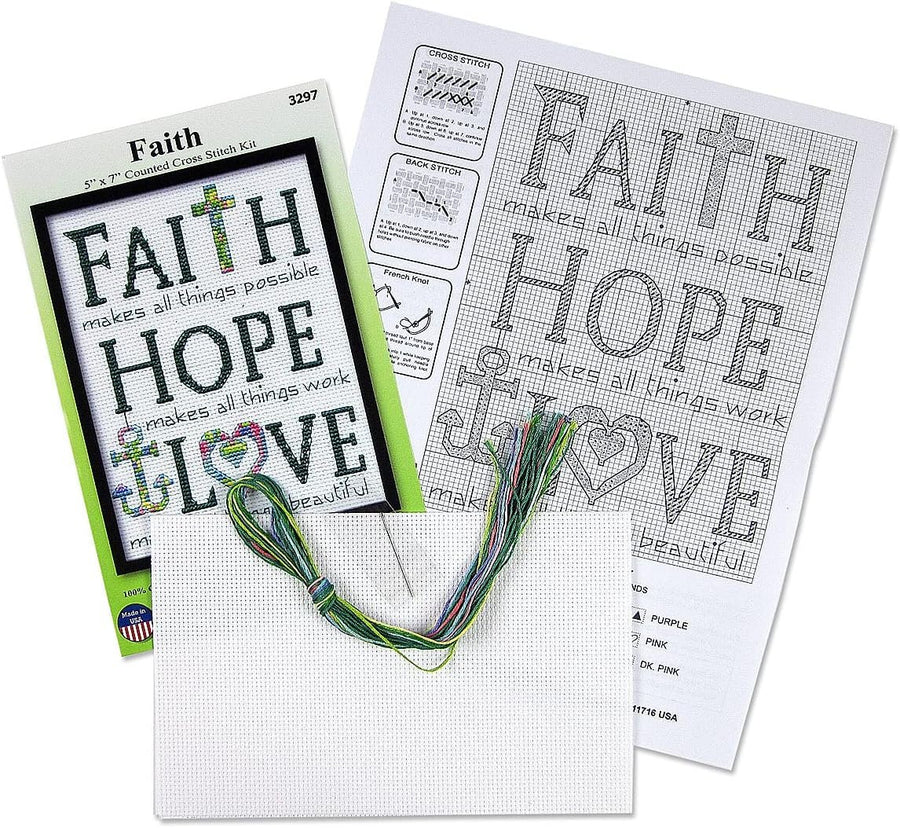 Design Works Crafts Cross Stitch Kit, Faith (14 Count)