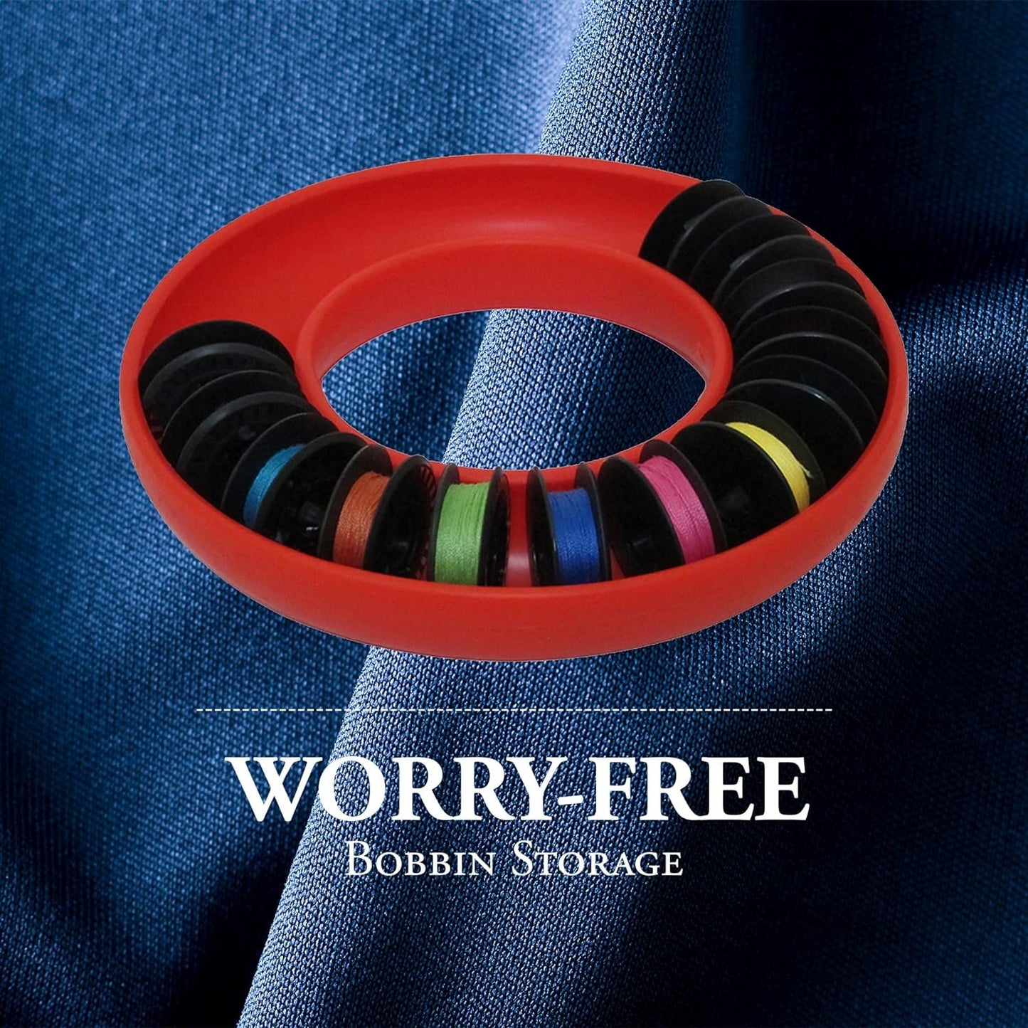 BobbinSaver Sewing Machine Bobbin Organizer - Holds 20+ Bobbins - Red