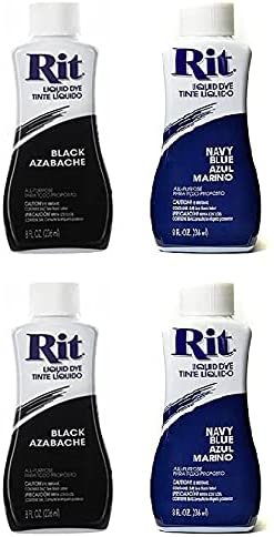 Rit All Purpose Liquid Fabric Dye Bundle (4 Pack) , 2 - Black 8oz Dye + 2 - Navy Blue 8oz Dye