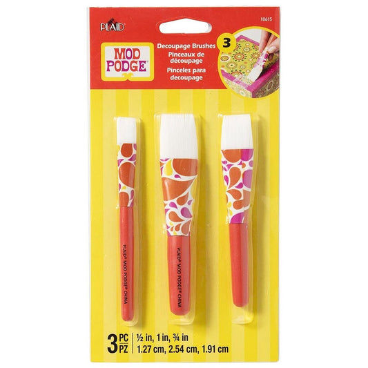 Mod Podge Short Handle Brush Set; 3pc