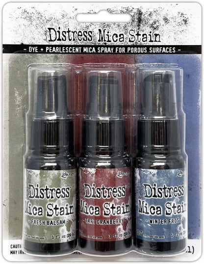 Tim Holtz Distress Mica Stain 2022 Limited Edition - Christmas Set #3 & Set #4 - Six 1 Ounce Bottles, TSCK81159-TSCK81166