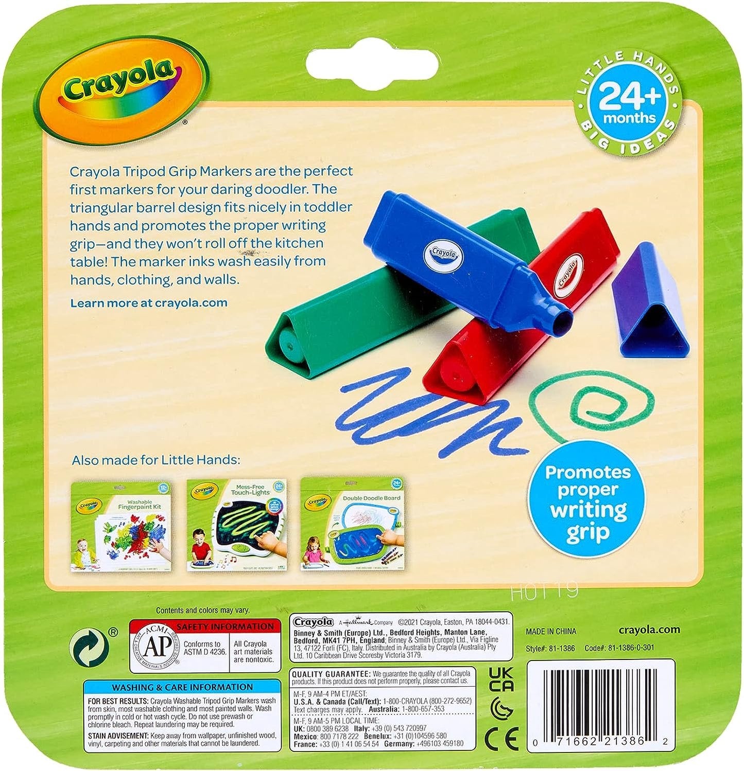Crayola My First, Tripod Washable Markers for Toddlers, 8ct