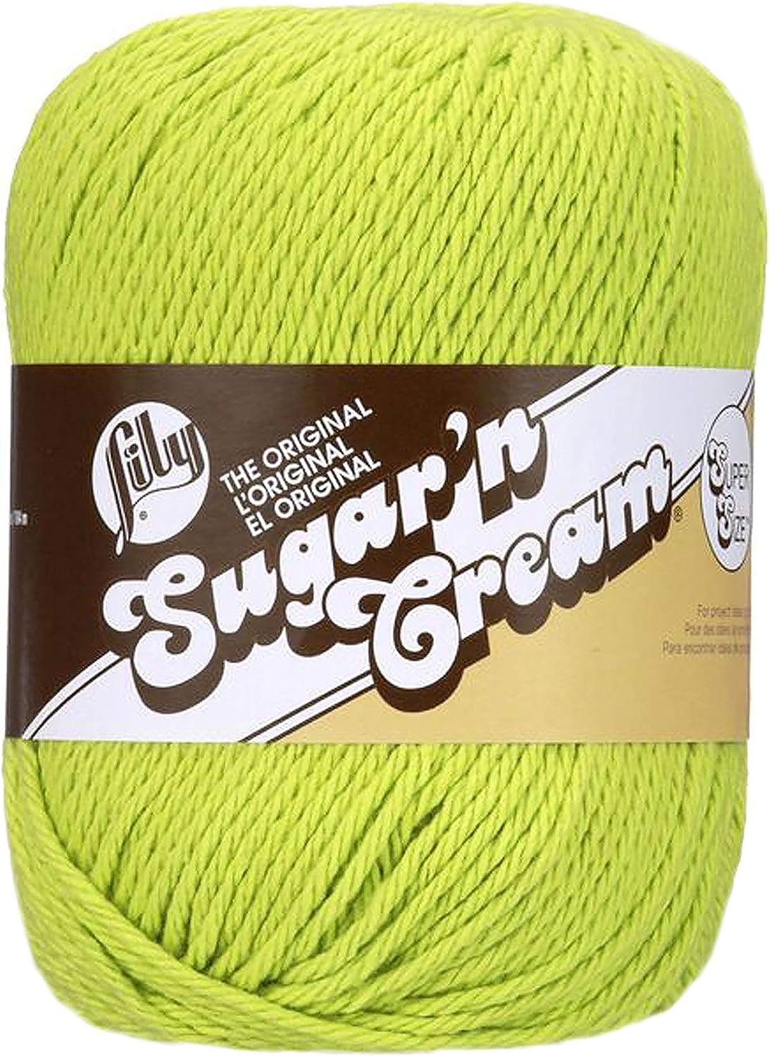 Lily Sugar 'N Cream Super Size Solid Yarn, 4oz, Gauge 4 Medium, 100% Cotton - Hot Green - Machine Wash & Dry