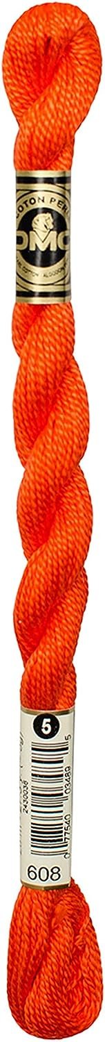 DMC 115 5-608 Pearl Cotton Thread, Bright Orange, Size 5