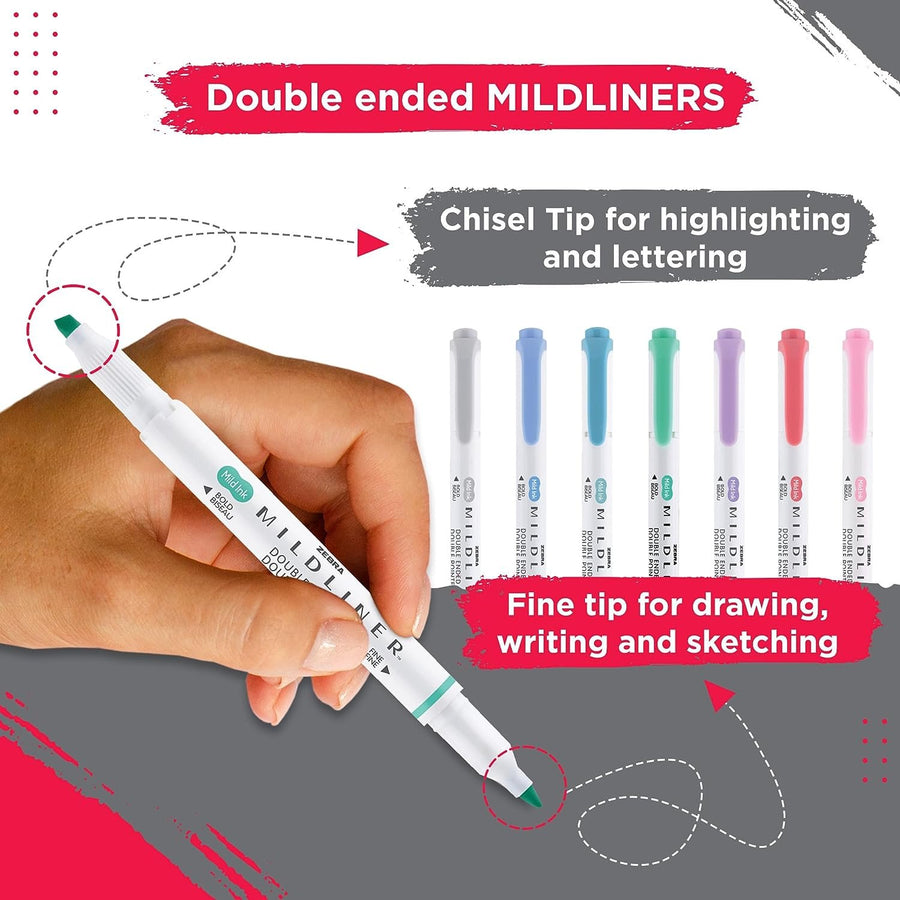 Zebra Pen Journaling Set, IncludesMildliner Highlighters and Sarasa Clip Retractable Gel Ink Pens