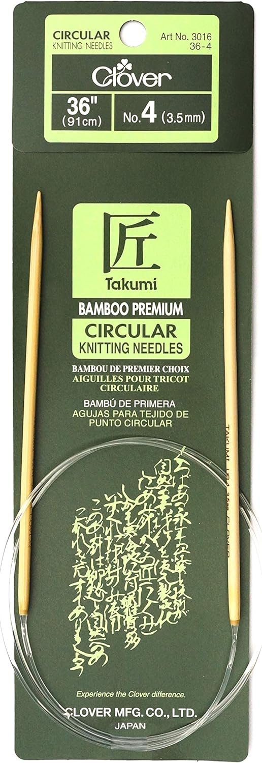 Clover Takumi Bamboo Circular 36-Inch Knitting Needles, Size 4 (3016/36-04)