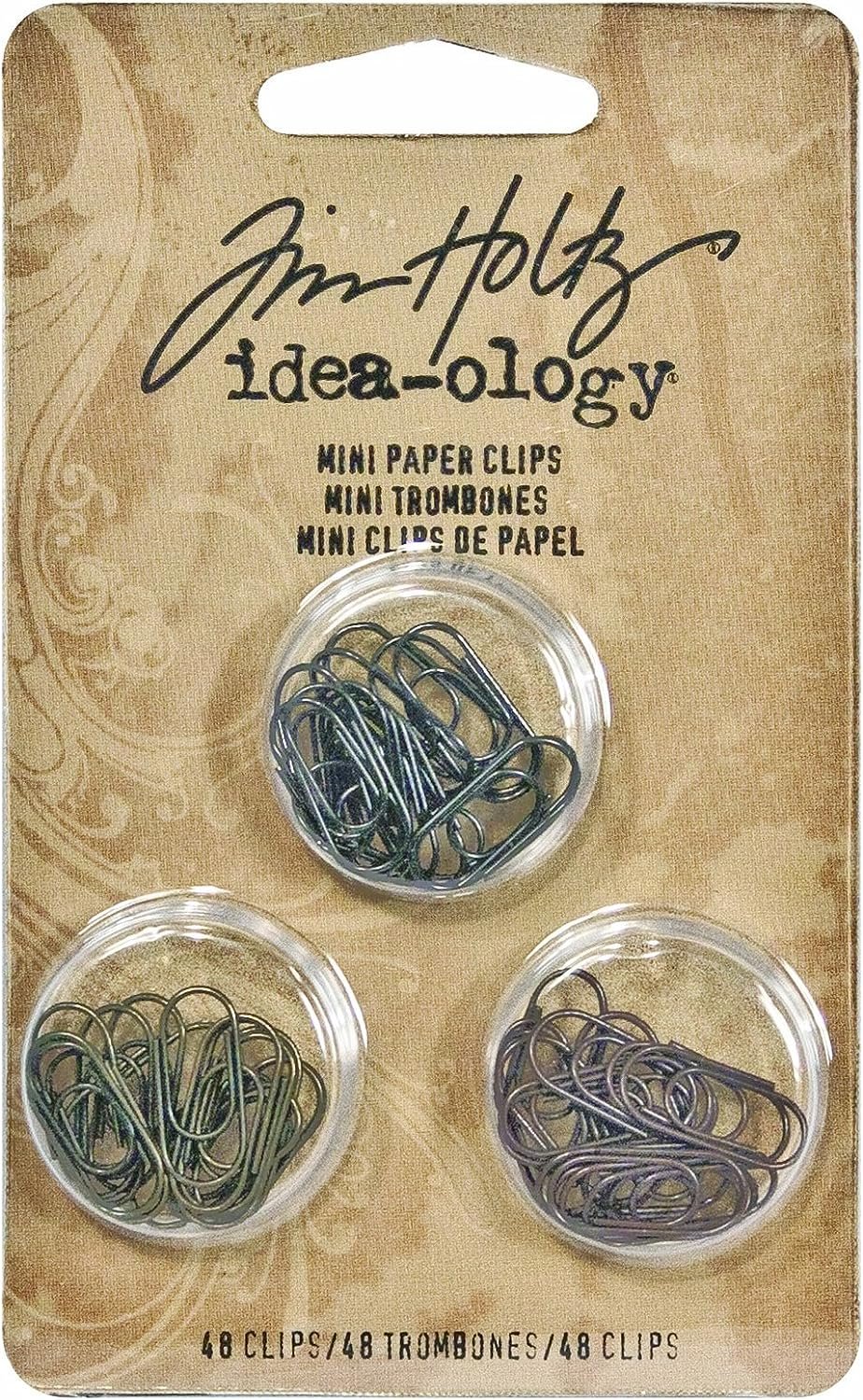 Metal Mini Paper Clips by Tim Holtz Idea-ology, 48 per Pack, 5/8 Inch, Antique Finishes, TH92791