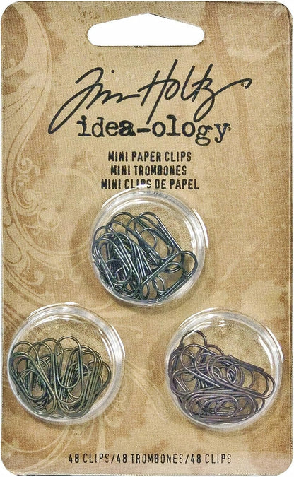 Metal Mini Paper Clips by Tim Holtz Idea-ology, 48 per Pack, 5/8 Inch, Antique Finishes, TH92791