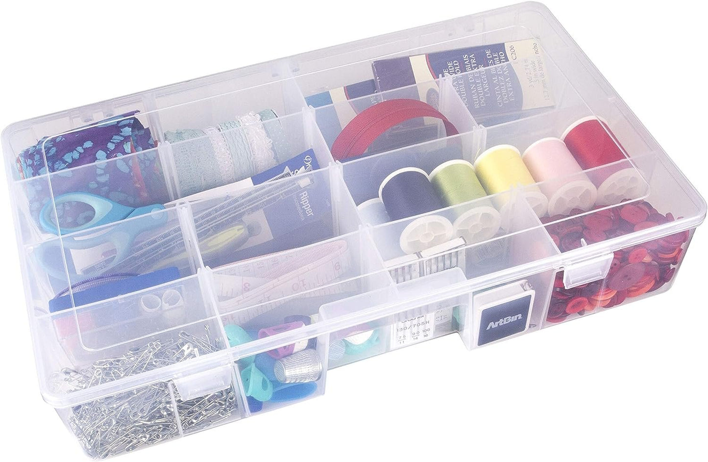 ArtBin 4006AB Medium Solutions Box with Dividers, Art & Craft Organizer, [1] Plastic Storage Case, Clear
