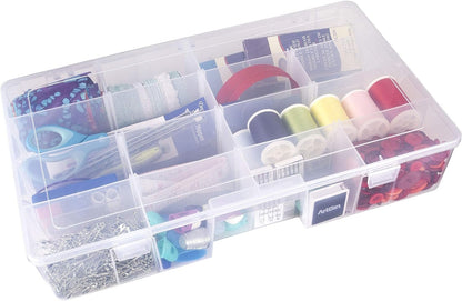 ArtBin 4006AB Medium Solutions Box with Dividers, Art & Craft Organizer, [1] Plastic Storage Case, Clear