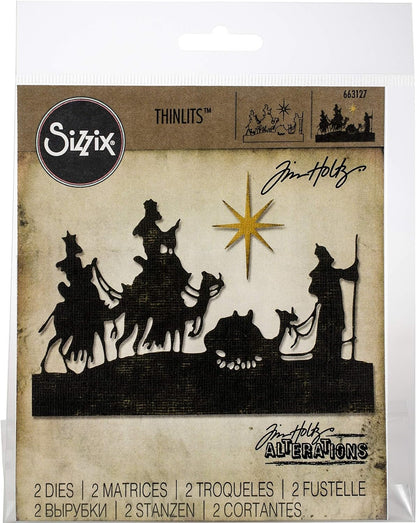 Sizzix Thinlits Dies Wise Men by Tim Holtz, 2-Pack, 5 1/4" x 2 3/4" - 1 1/2" x 2 1/4", Multicolor