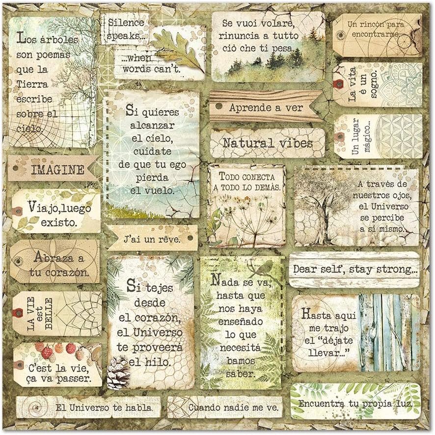 STAMPERIA INTERNATIONAL, KFT PAPER PAD 12X12 10PK FOREST, 30.5 x 30.5 (12" x 12"), Multicoloured