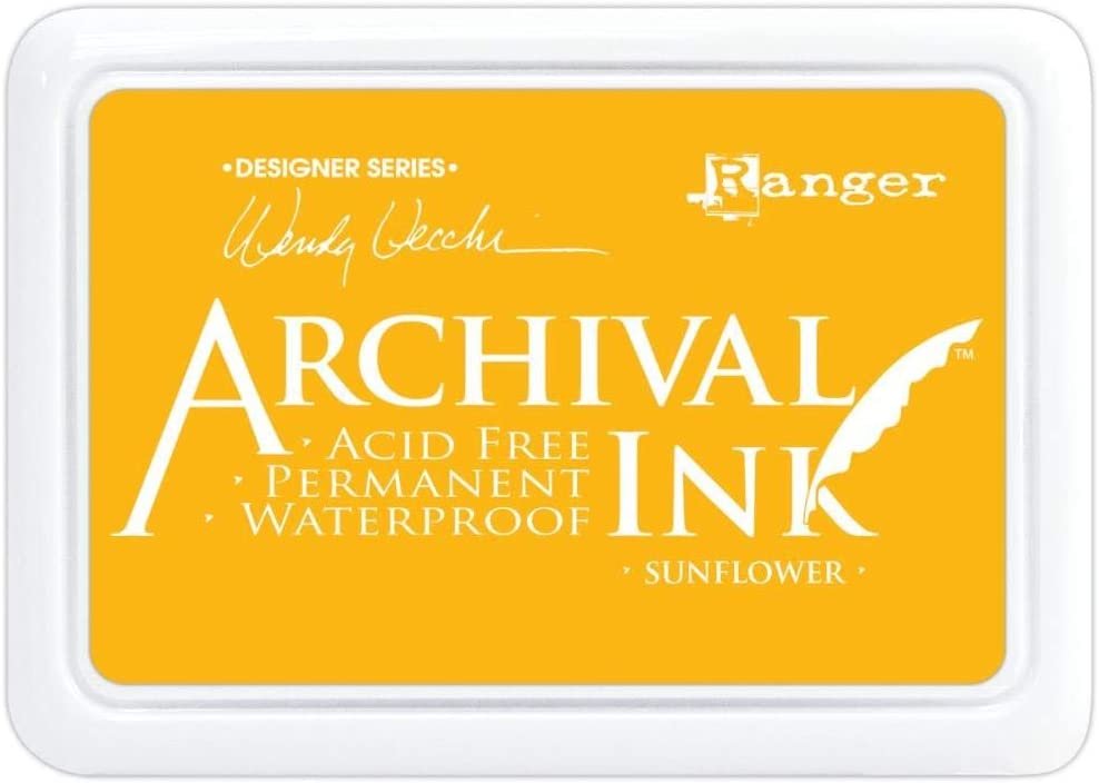 Ranger - Wendy Vecchi Archival Ink Pads - 5 Item Bundle - Cactus Flower, Garden Patina, Sunflower, Leaf Green, Red Geranium