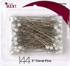 Cousin DIY White 3 inch Floral Pins Pearlized Ball Heads, 144 Pack