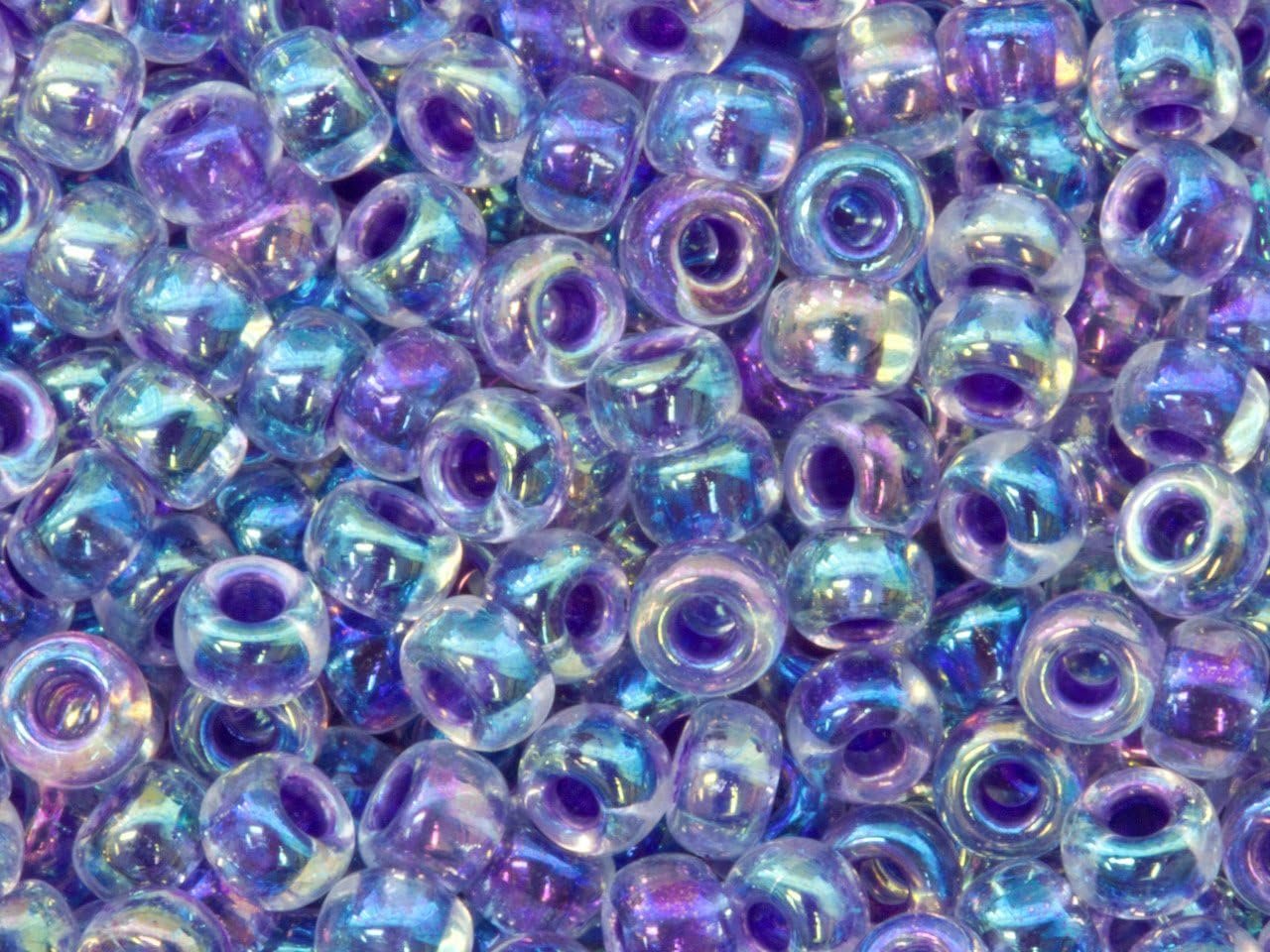 Round Seed Beads Size 8/0 22g Amethyst Lined Crystal AB