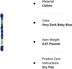 DMC 115 5-312 Pearl Cotton Thread, Very Dark Baby Blue, Size 5