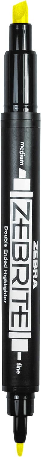 Zebra Pen Zebrite Double-Ended Highlighter, Medium Chisel Point and Fine Point, Assorted Colors, 5-Count