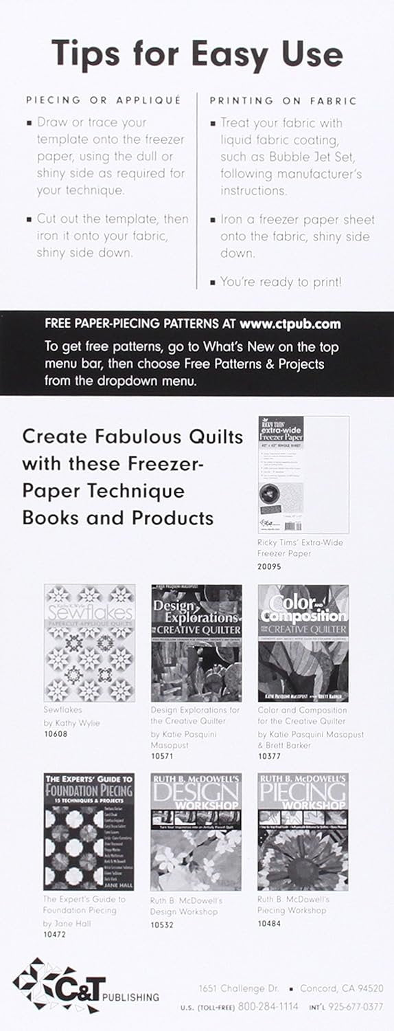 Quilter's Freezer Paper Sheets, 8.5" x 11", 30 Sheets