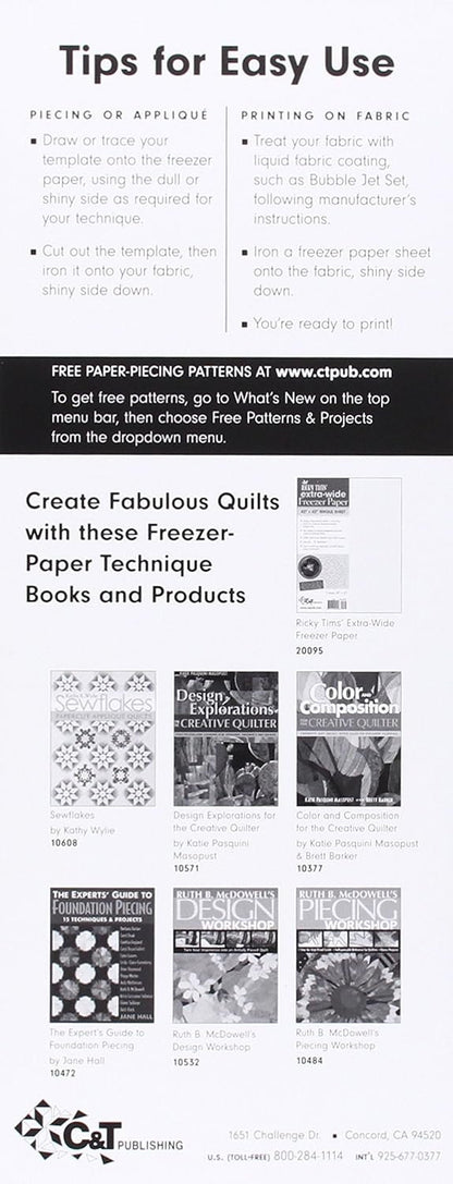 Quilter's Freezer Paper Sheets, 8.5" x 11", 30 Sheets