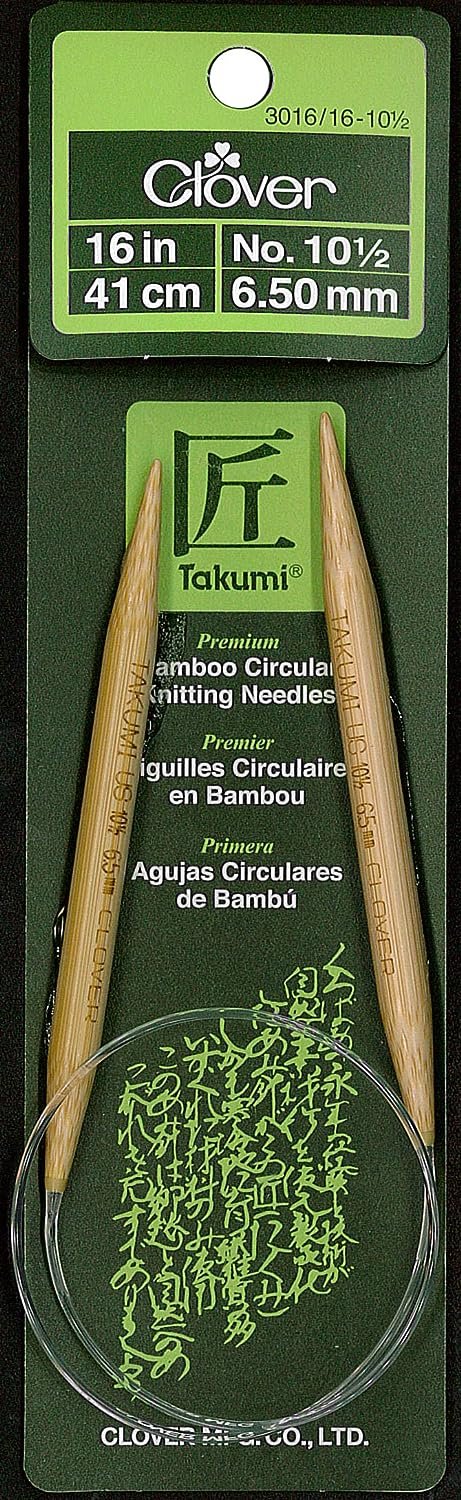 Clover 3016/16-10.5 Takumi Bamboo Circular 16-Inch Knitting Needles, Size 10.5