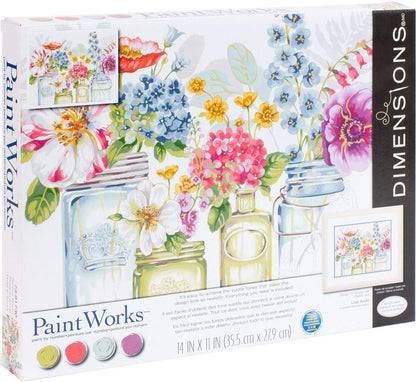 Dimensions , Rainbow Flowers, PaintWorks Paint by Numbers Kit for Adults and Kids, 14'' x 11'