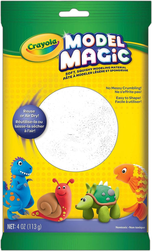 Crayola Model Magic White, Modeling Clay Alternative, At Home Crafts for Kids, 4 oz