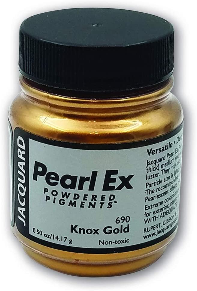 Pearl-Ex Pigment by Jacquard, Creates Metallic or Pearlescent Effect.5 Ounce Jar, Knox Gold