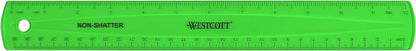 Westcott Shatterproof Ruler, Assorted Translucent Colors, 12"