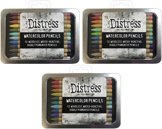 Tim Holtz Distress Watercolor Pencils Set 1, 2 and 3-36 Woodless Watercolor Pencils