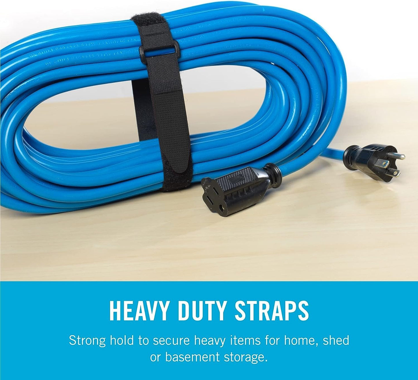 VELCRO Brand Elastic Cinch Straps with Buckle | 15in x 1in, 2 Count | Adjustable and Stretch for Snug Fit | for Fastening Power Cords Organizing Camping Equipment, More | Black (VEL-30094-USA)