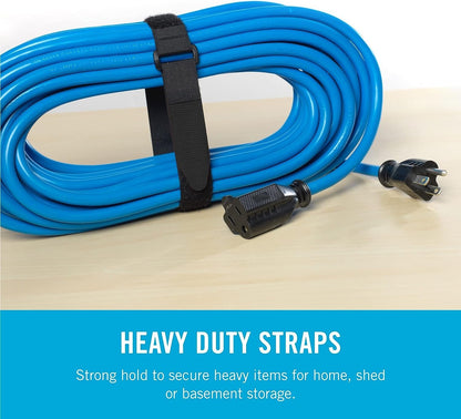 VELCRO Brand Elastic Cinch Straps with Buckle | 15in x 1in, 2 Count | Adjustable and Stretch for Snug Fit | for Fastening Power Cords Organizing Camping Equipment, More | Black (VEL-30094-USA)